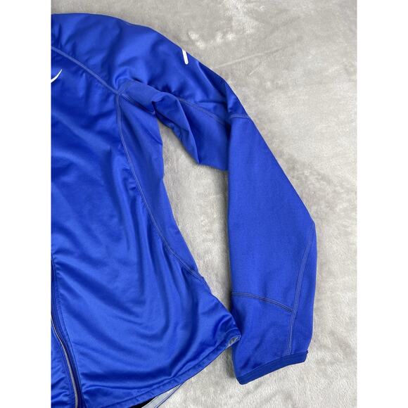 Nike Dri-Fit Women’s Full Zip Blue Athletic Jacket Size Med Thumb Holes Pockets - Picture 6 of 16